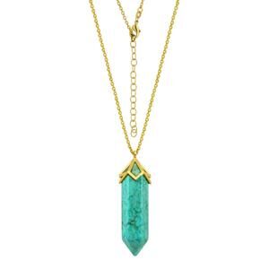 MACY'S Genuine Aqua Howlite Pendant Necklace w/ Gold Hardware/Chain NWT $80!